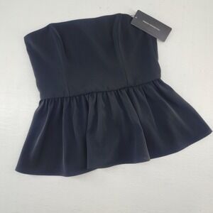 French Connection Black Strapless Peplum Top Party Cocktail Evening Women Size 6